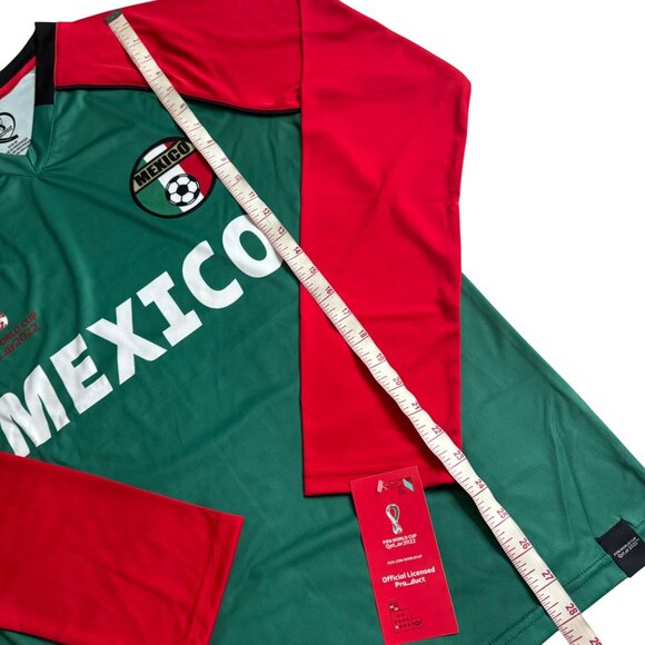 Official FIFA World Cup Qatar 2022 Mexico Long Sleeve Jersey green red sz medium - Picture 4 of 16